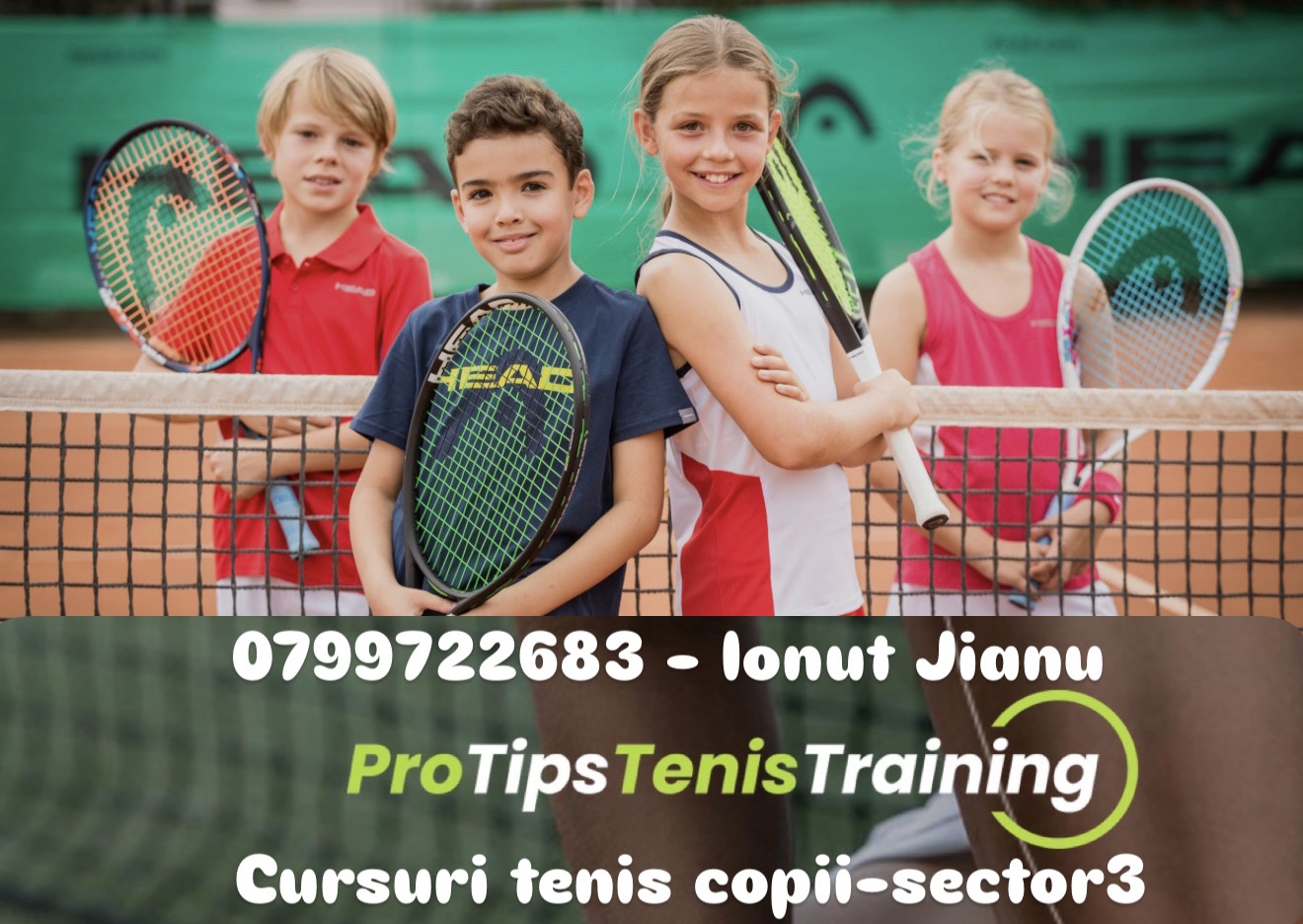Copii participând la un antrenament de tenis la Baza Olimpia din Sectorul 3, dezvoltând coordonarea, disciplina și tehnica sub îndrumarea antrenorului Ionuț Jianu.