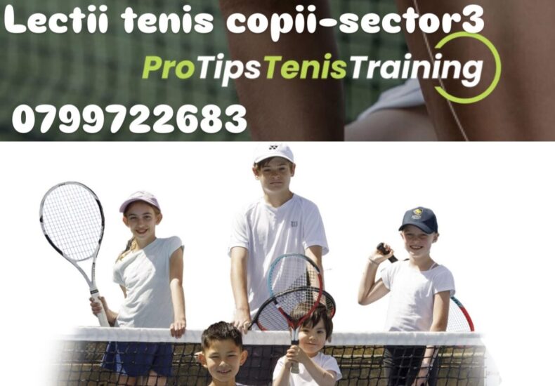 Copil la prima lecție de tenis pentru copii la Baza Olimpia din Sector 3, alături de antrenorul Ionuț Jianu